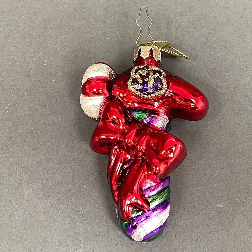 Mark Klaus Candy Cane Hammer Ornament Blown Glass 2003 Christmas Holiday Decor‎